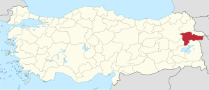 موقع محافظة أغري في تركيا.