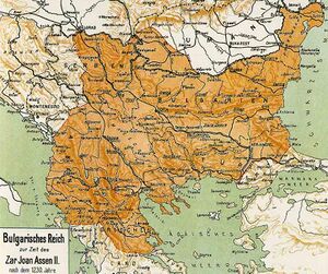 A map of the Bulgarian Empire in the mid 13th century