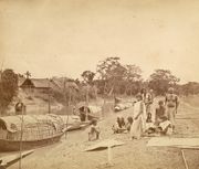 A riverside scene in rural east Bengal (present-day Bangladesh), 1860.