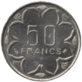 وجه عملة معدنية فئة 50 فرنك، صدرت في 1998.