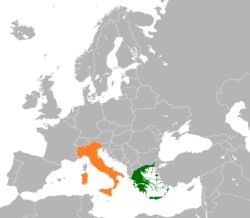 Map indicating locations of Greece and Italy