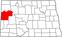 Map of North Dakota highlighting ماكينزي
