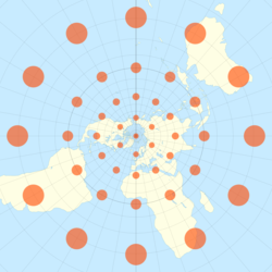 The stereographic projection with Tissot's indicatrix of deformation.