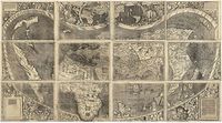 Universalis Cosmographia, the Waldseemüller map dated 1507, depicts the Americas, Africa, Europe, Asia, and the Pacific Ocean separating Asia from the Americas.