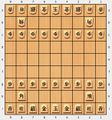 The starting position in shogi