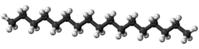 Ball and stick model of the heptadecane molecule