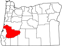 Map of Oregon highlighting دوغلاس