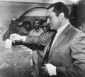 Vice-President Hosni Mubarak casts his vote, 13 October 1981, during a national referendum to decide whether he will succeed the slain President Anwar Sadat as leader of Egypt. Mubarak came to office as Egypt’s fourth president after late President Anwar Sadat was slained by a group of military Islamist fundamentalists with allegiance to the Al-Jihad during a military parade 06 October 1981 and remained in power until resigning after a wave of popular protests in February 2011. TOM HARTWELL/AFP/Getty Images