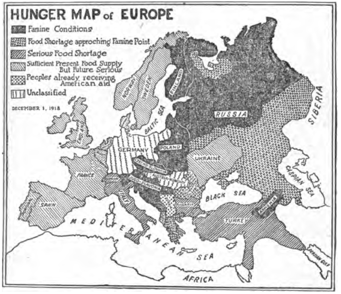 ملف:Hunger Map of Europe- The New York Times Current History-May 1919.png