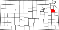 Map of Kansas highlighting دوغلاس