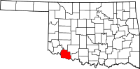 Map of Oklahoma highlighting تيليمان