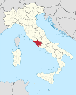 موقع مقاطعة روما في إيطاليا.