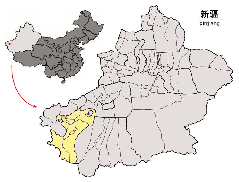 ملف:Location of Kashgar City within Xinjiang (China).png