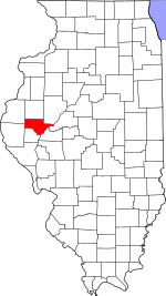 Map of Illinois highlighting Schuyler County