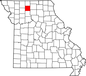 Map of Missouri highlighting Grundy County