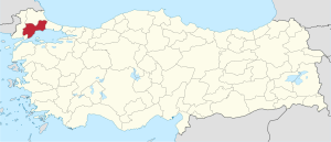 موقع محافظة تكيرداغ في تركيا