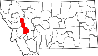 Map of Montana highlighting باول