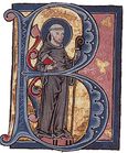 القديس برنارد من كليرفو، في مخطوطة مزخرفة من القرون الوسطى.