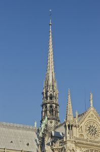 Spire of the Cathedral, originally in place 13th-18th century, recreated in the 19th century, destroyed Notre-Dame de Paris fire.