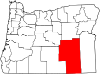 Map of Oregon highlighting هارني