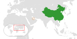 Map indicating locations of China and Qatar
