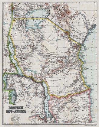 خريطة تاريخية لشرق أفريقيا الألماني، 1892