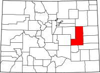 Map of Colorado highlighting لينكون