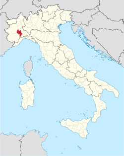 خريطة تبين موقع مقاطعة أستي في إيطاليا
