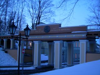 Angel's Bridge at dusk in winter