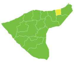 موقع ناحية الجوادية في محافظة الحسكة