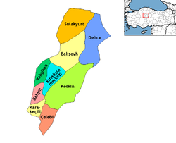 Location of Kırıkkale within Turkey.