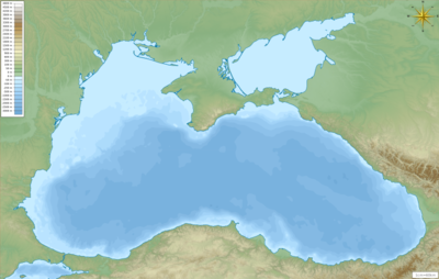Map of the Black Sea with bathymetry and surrounding relief.png