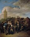 Village Market with the Quack by Cornelis Pietersz Bega, 1654