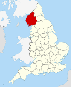 Location of Cumbria within England