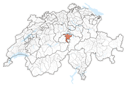 خريطة سويسرا، موقع كانتون نيدڤالدن highlighted