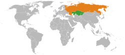 Map indicating locations of Kazakhstan and Russia