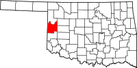 Map of Oklahoma highlighting روجر ميلز