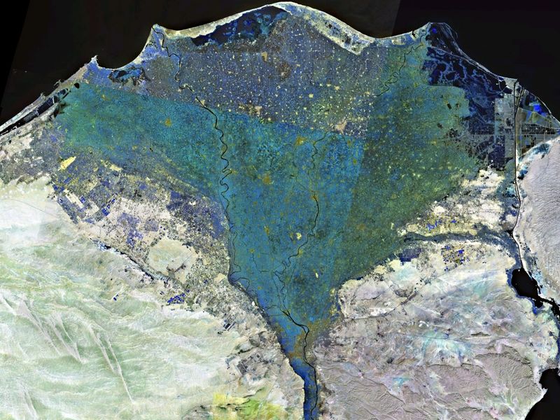 ملف:Nile delta landsat false color.jpg