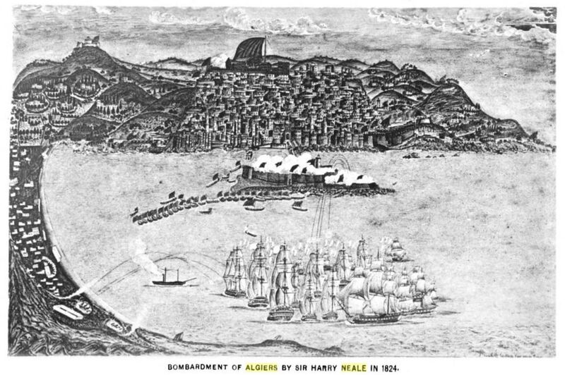 ملف:Bombardment of Algiers by Sir Harry Neale in 1824.jpg
