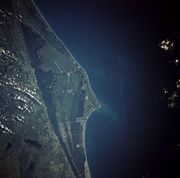 Cape Canaveral as seen from orbit by a Space Shuttle in 1991