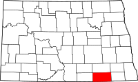Map of North Dakota highlighting ديكي