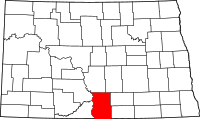 Map of North Dakota highlighting إمونز