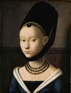 "صورة لامرأة شابة" بريشة بيتروس كريستوس (حوالي 1470)