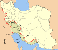 خريطة تبين موقع اقليم الأحواز