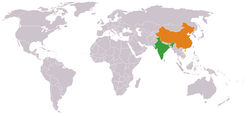 Map indicating locations of India and China
