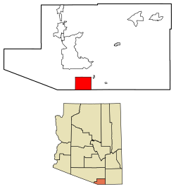 Location of Nogales in Santa Cruz County, Arizona