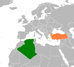 Map indicating locations of Algeria and Turkey