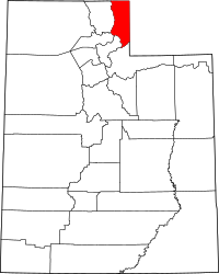 Map of Utah highlighting ريتش