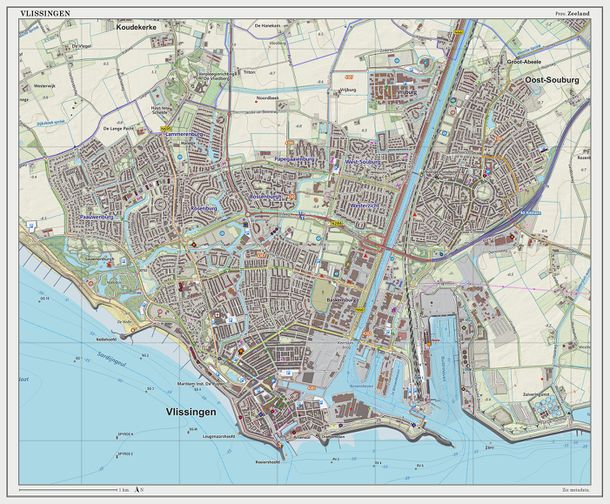 خريطة طبوغرافية لمدينة فلسنگن، سبتمبر 2014.