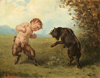 Faun and goat, Ludwig Knaus (1829 – 1910).